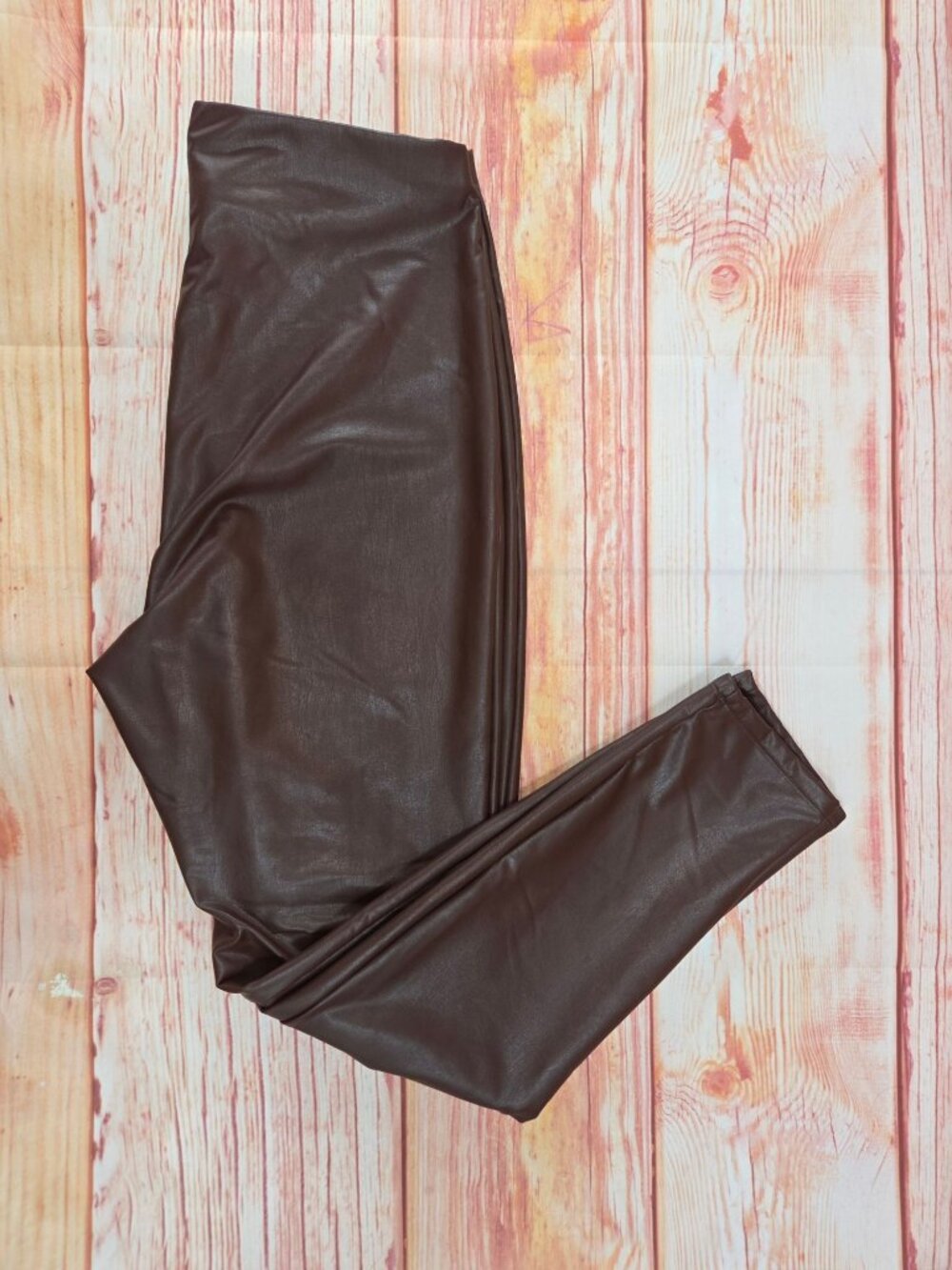 Express Womens Brown Faux Leather Leggings Size Large - Picture 3 of 7